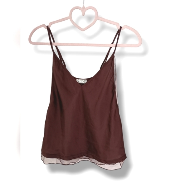 NEW Free People Mesh Trim Cami In Expresso Size XS - Picture 2 of 6